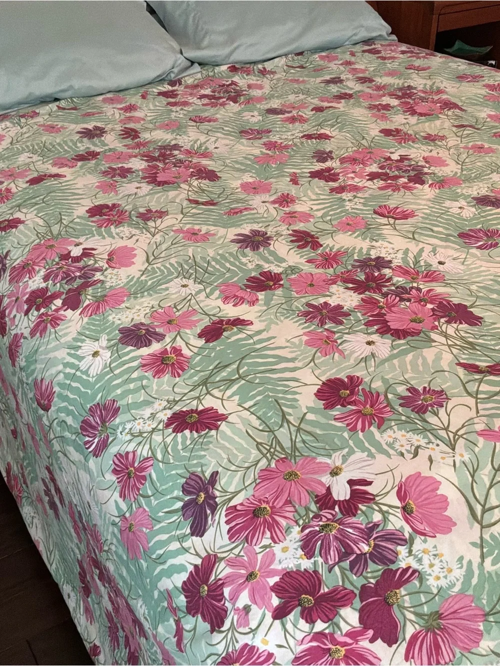 Pink Cosmo’s White Daises Cottage Core VTG KING Duvet Cover 100x84 Crown Crafts
